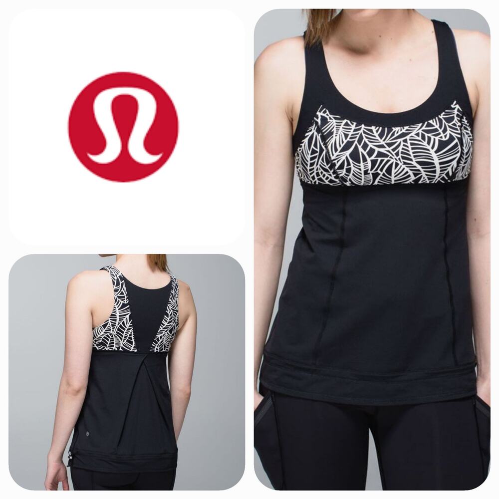 EUC Lululemon Run: Ta Ta Topper Lightweight Top Sz. 6‎ Pretty Palm Black
